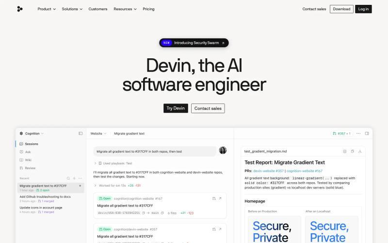 Devin homepage, above-the-fold screenshot of devin.ai, captured July 2026