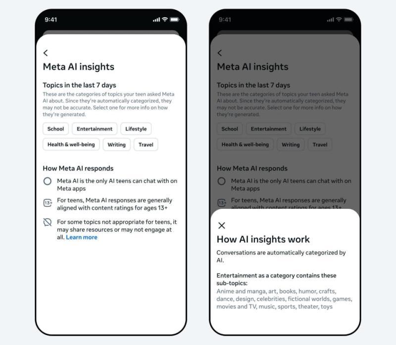 Meta AI家长控制界面