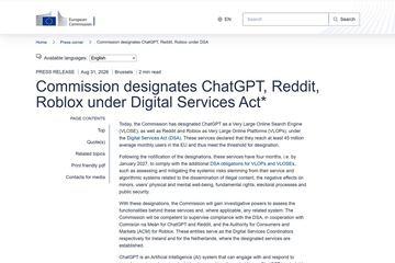 欧盟委员会将ChatGPT纳入“搜索引擎”监管范围