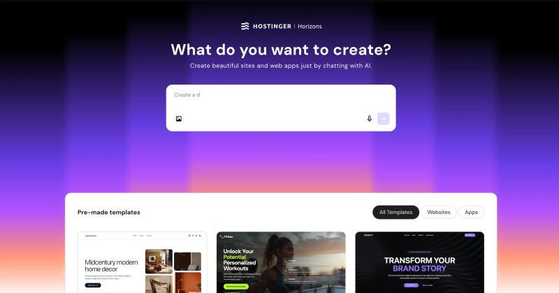 Hostinger Horizons interface screenshot