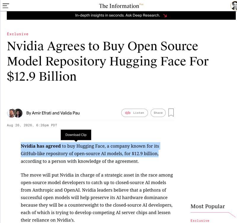 英伟达以130亿美元收购HuggingFace，OpenAI发布HF事件回顾