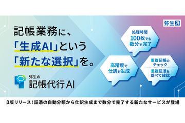 弥生推出面向会计事务所的新服务“弥生记账代行AI”β版