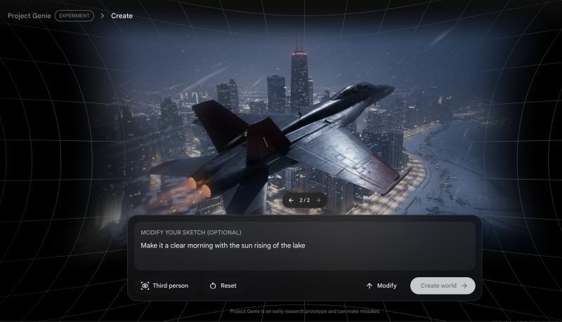 World sketching example in Project Genie