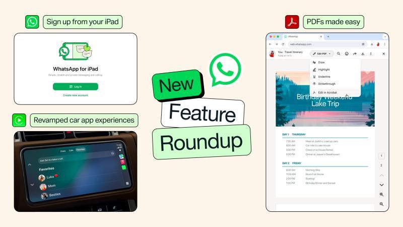 WhatsApp 推出 Apple CarPlay 和 Android Auto 升级，支持 iPad 直接注册等多项新功能