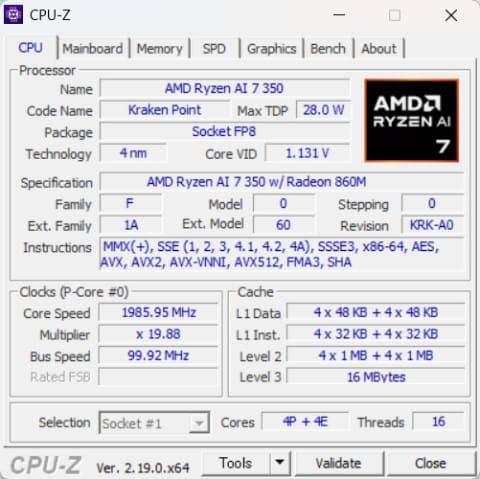 Ryzen AI 7 350处理器