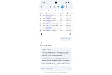 Android版Google表格现已支持Gemini功能