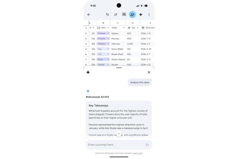 Google表格界面