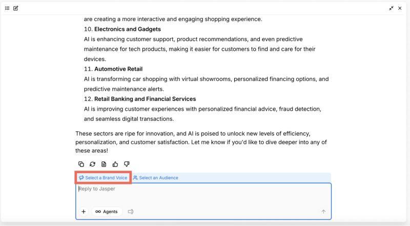 Jasper AI user experience