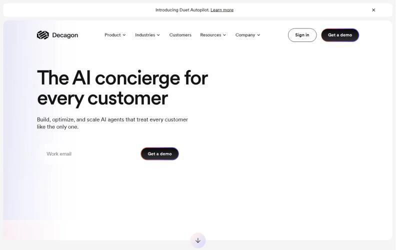 Decagon homepage as visitors see it on arrival, above the fold (screenshot captured July 22, 2026)