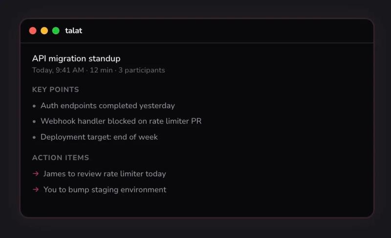 Talat：AI会议记录保存在本地，拒绝云端存储