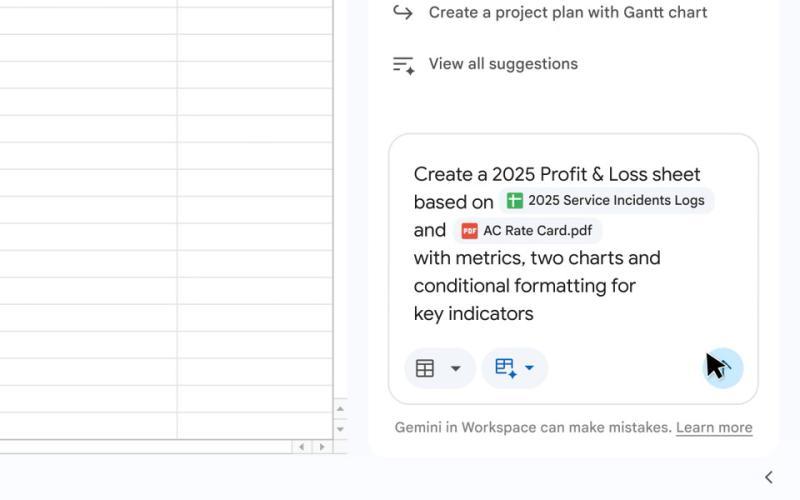 Google Gemini在电子表格中的应用