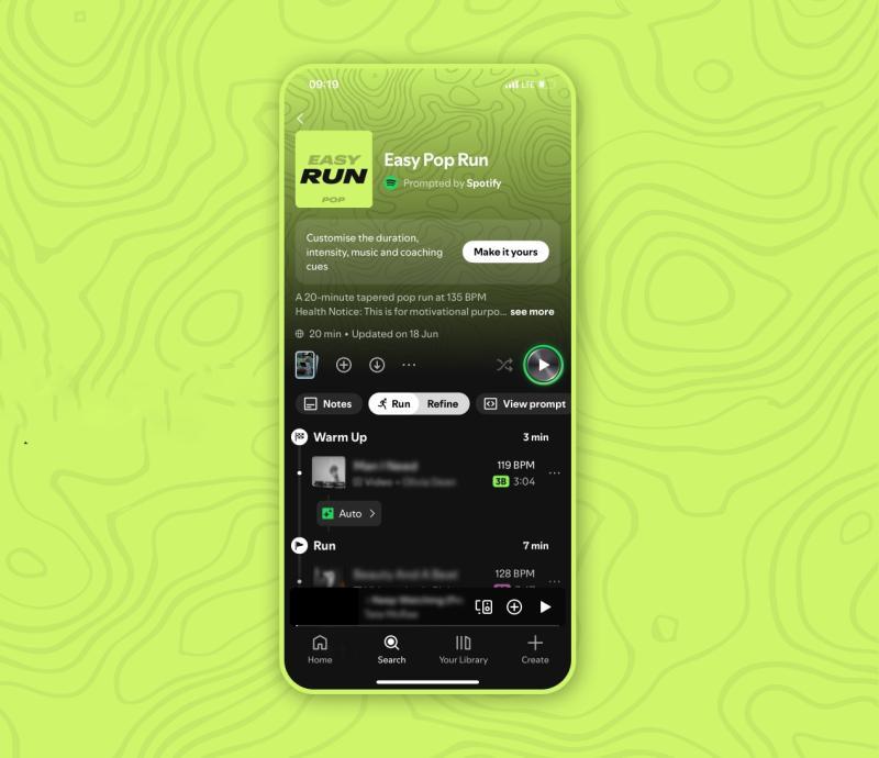 Spotify新增跑步模式功能