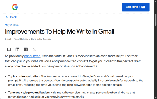 Gmail Help me write功能示意图