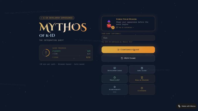 Mythos of k-ID home screen