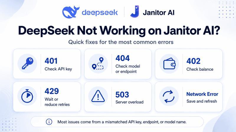 DeepSeek not working on Janitor AI error fixes for 401 404 429 503 and network errors