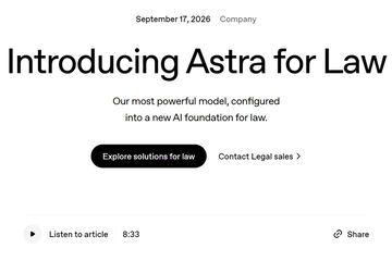 OpenAI发布面向法务的AI模型“Astra for Law”
