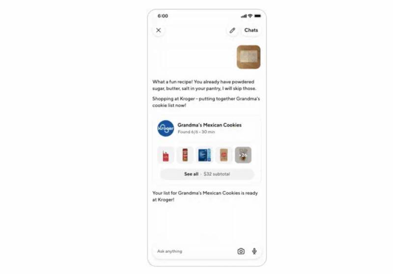 DoorDash AI聊天机器人界面