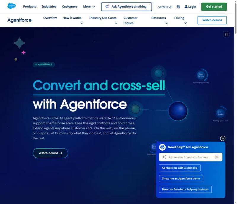Salesforce Agentforce page as visitors see it on arrival, above the fold (screenshot captured July 22, 2026)
