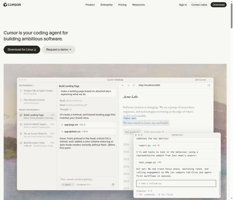 Cursor homepage