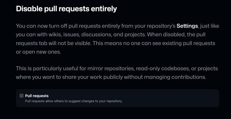 GitHub禁用拉取请求