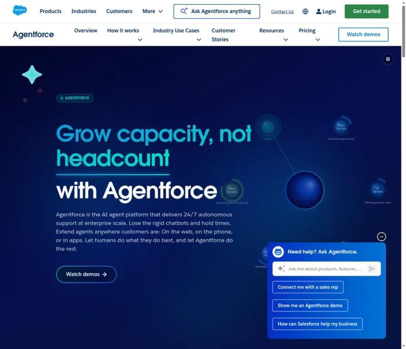 Salesforce Agentforce homepage, above-the-fold screenshot of salesforce.com/agentforce, captured July 2026
