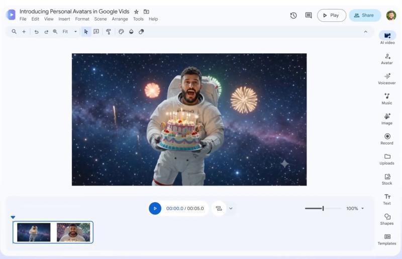 谷歌Vids现支持你主演专属AI视频