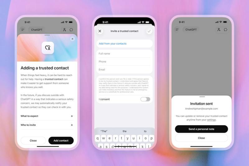 OpenAI为ChatGPT推出“信赖联系人”安全功能