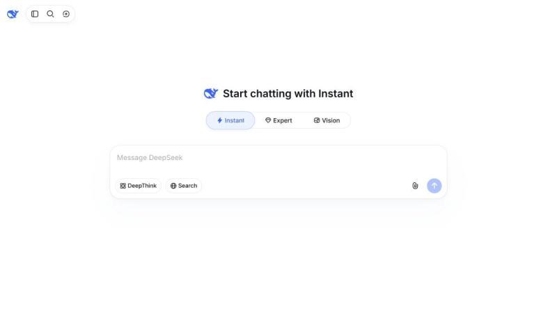 DeepSeek Chat interface with Instant selected and Search disabled before a file-analysis test