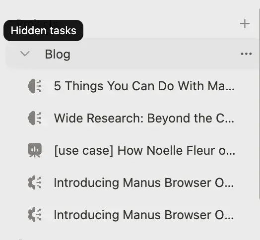 Organization tasks in sidebar