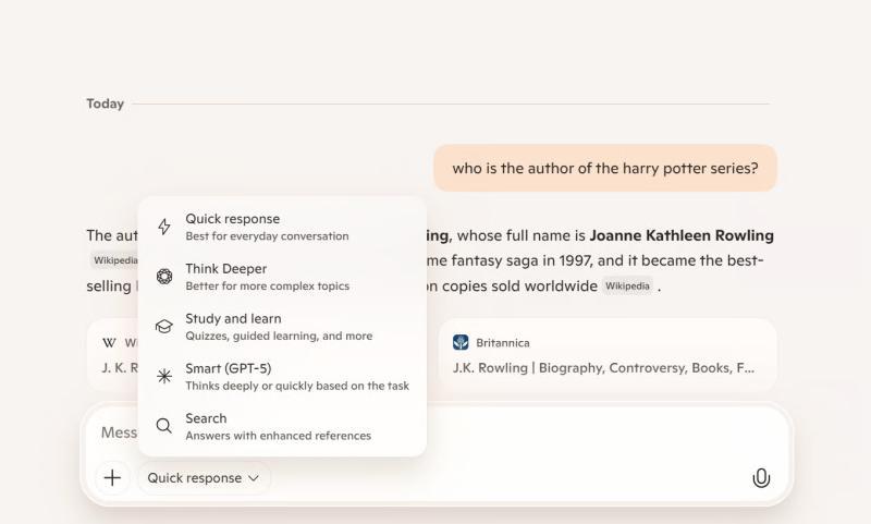 Microsoft Copilot UI