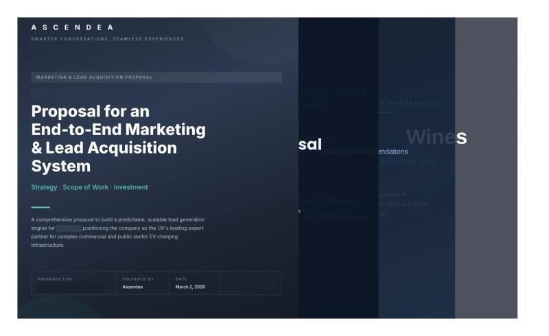 Examples of Ascendea's business proposals. Image courtesy of Ascendea. Used with permission.