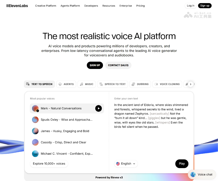 ElevenLabs 语音生成与配音平台