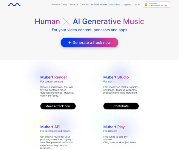 Mubert AI 音乐生成器：免版权智能配乐平台