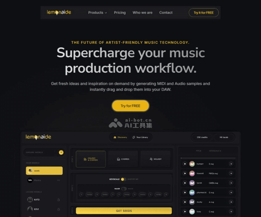 Lemonaide AI —— 行业制作人加持的AI旋律生成器