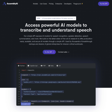 AssemblyAI 语音转写与语音理解平台