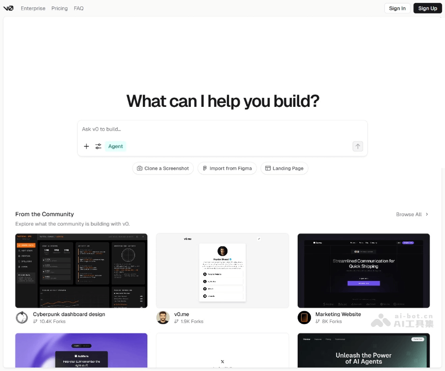 v0 by Vercel：用 AI 快速构建 Web 应用、网站与智能 Agent