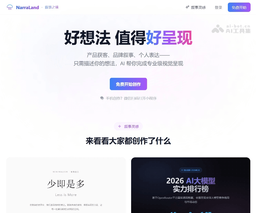 叙事之境 NarraLand：AI 驱动的可视化创作平台
