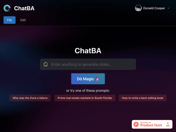 ChatBA：基于生成式 AI 的智能幻灯片制作工具