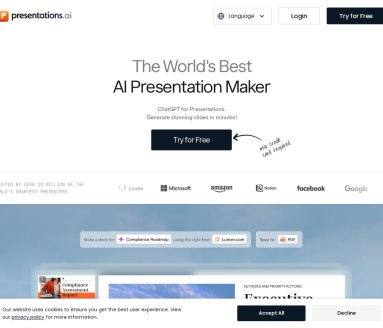Presentations.AI：智能PPT生成与AI幻灯片制作工具