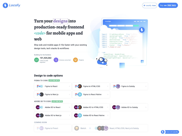 Locofy.ai:从设计到前端代码的AI加速平台