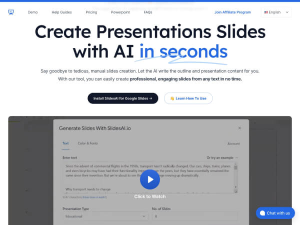 SlidesAI——免费AI演示文稿生成器与Google Slides智能插件