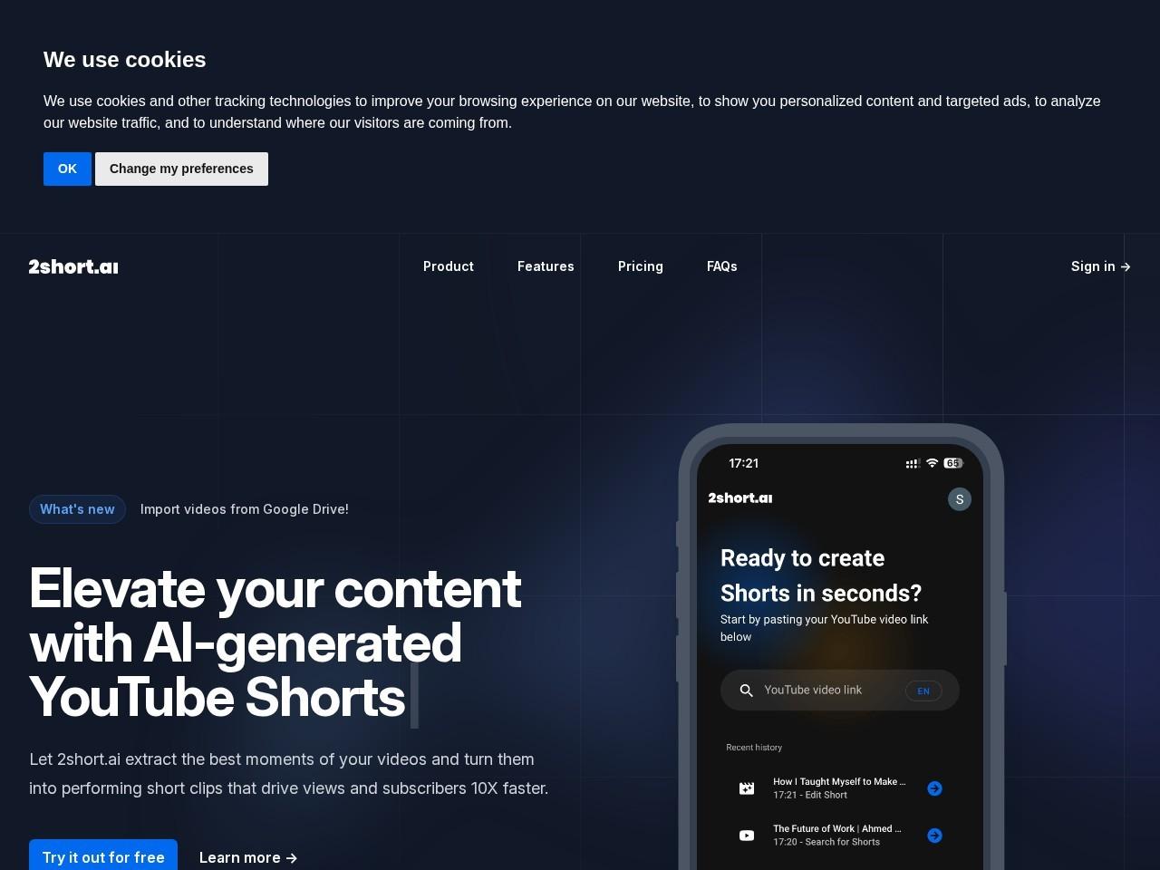 2short.ai：AI 驱动的 YouTube 长视频一键生成 Shorts 工具