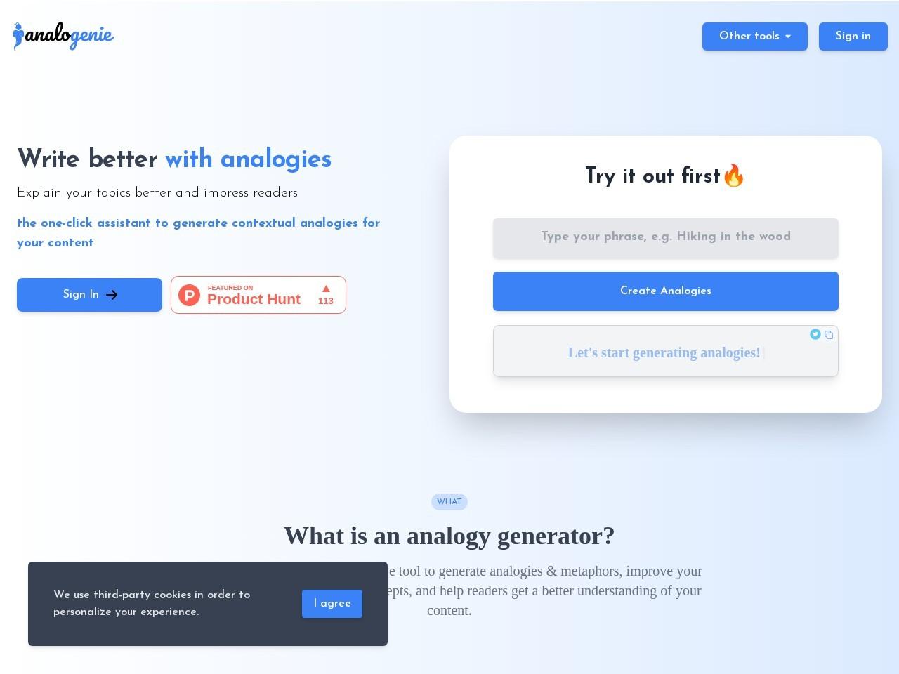 Analogenie：免费一键类比生成器，让你的表达更生动