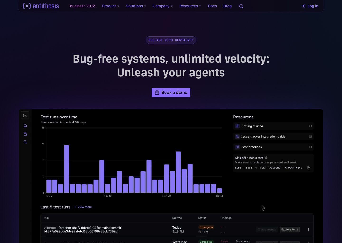 Antithesis：自主软件测试平台