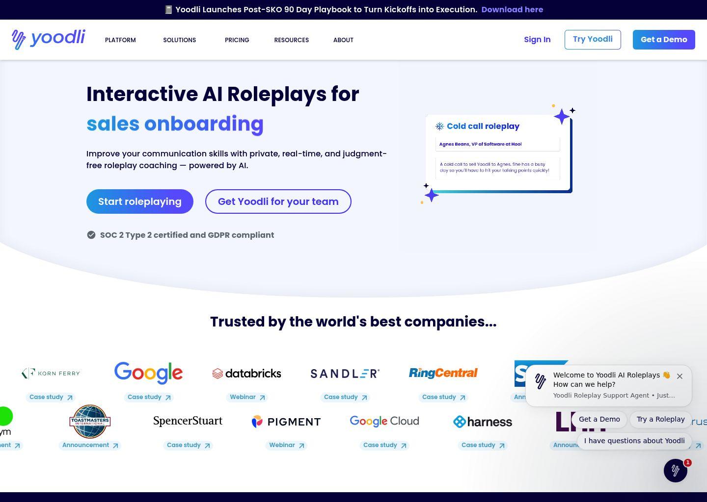 Yoodli AI 沟通教练与角色扮演平台