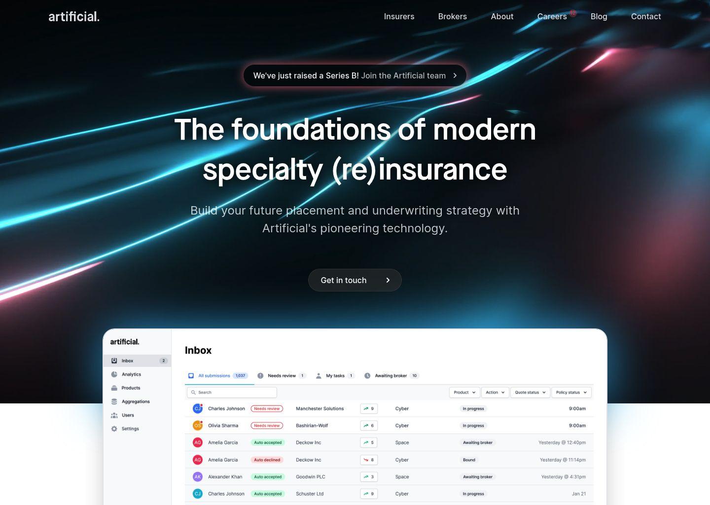Artificial 专业再保险数字化平台