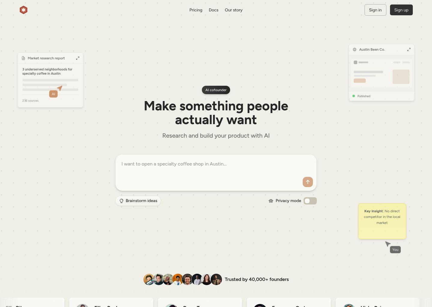 Buildpad AI Cofounder：你的AI联合创始人