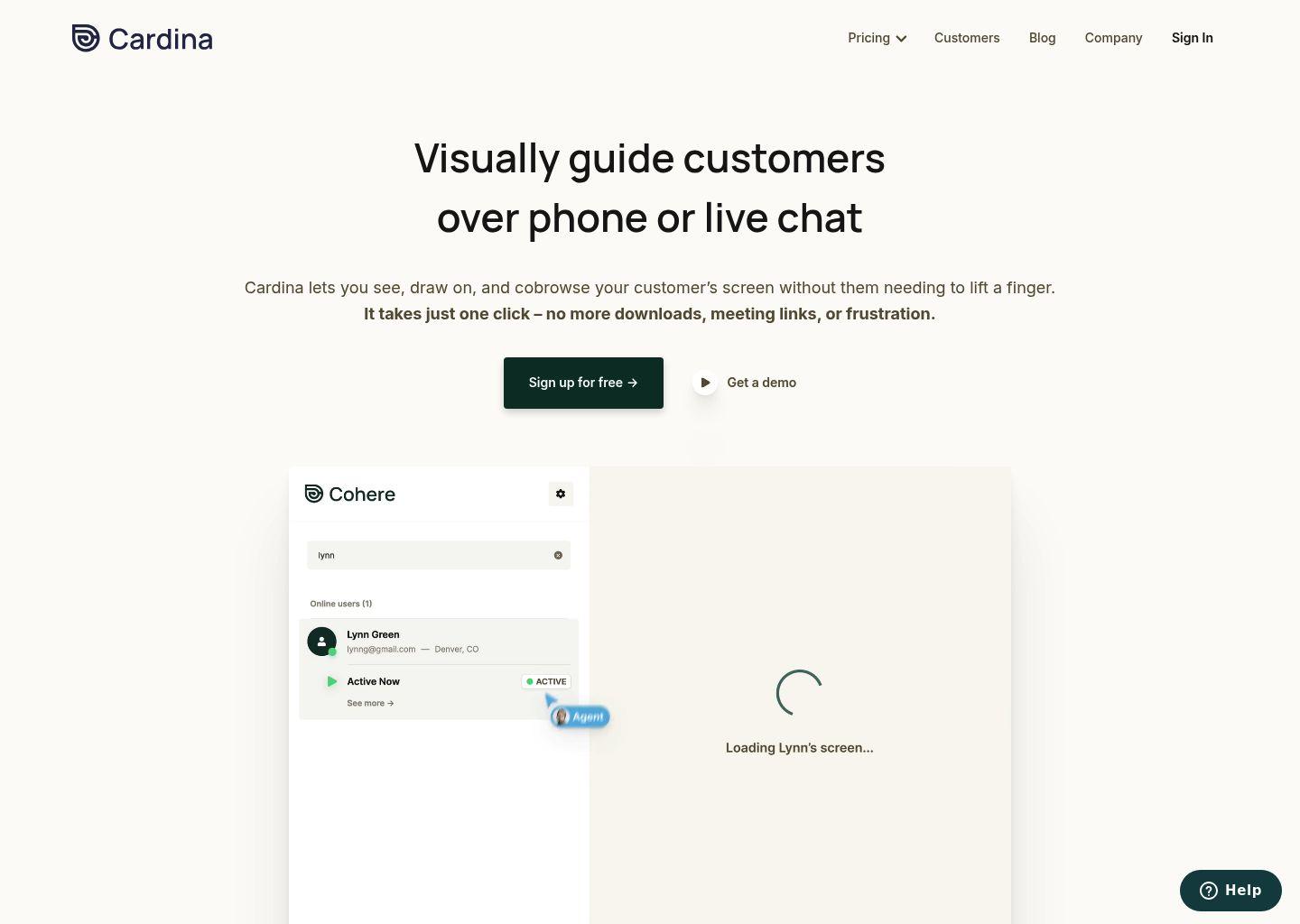 Cardina Cobrowse 可视化协同浏览客服平台