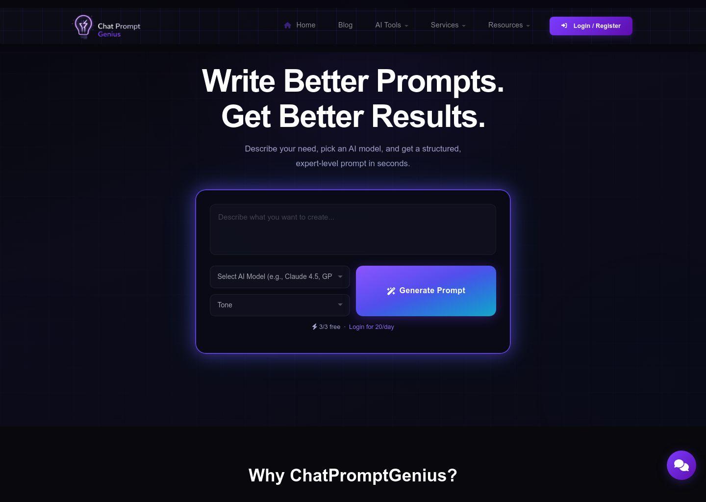 ChatPromptGenius：多模型专用提示词生成器