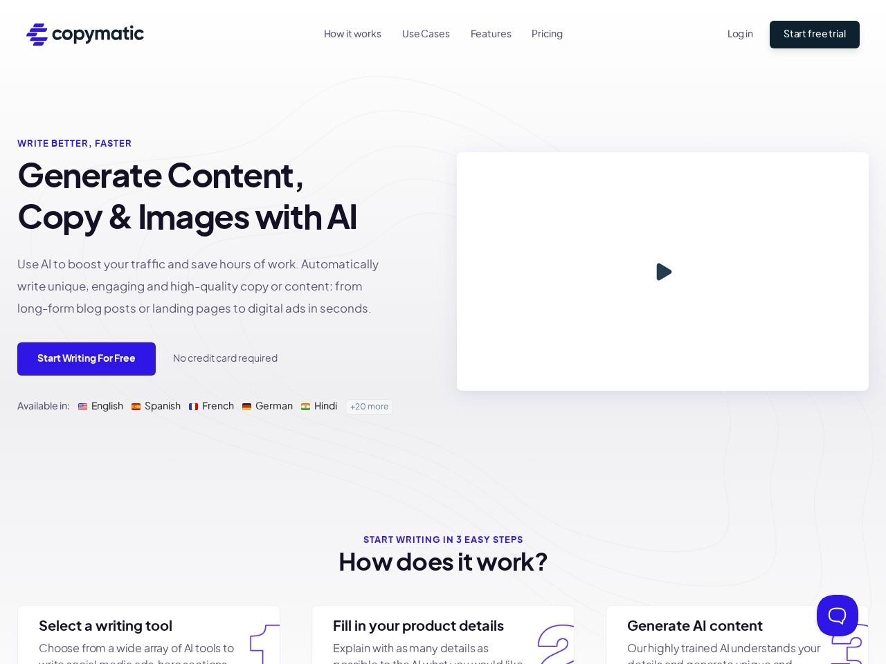 Copymatic：AI 文案与内容写作工具